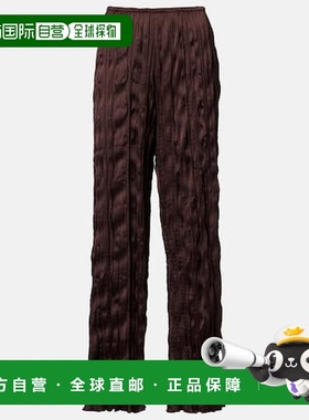 1h可退 香港直邮Staud 女士 Nami 泡泡纱阔腿裤 brown棕色 舒适时