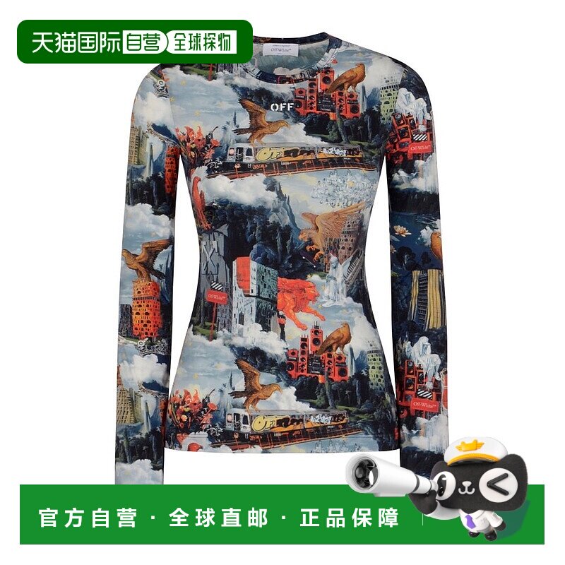 香港直邮off-white 女士 多色 World Paint Second Skin Crew T
