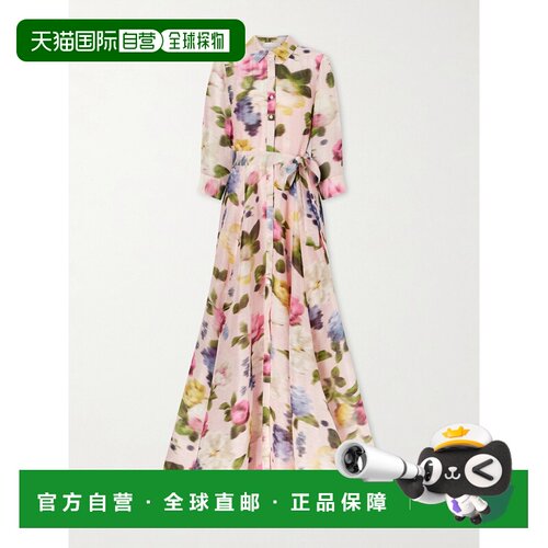 1h可退 美国直邮CAROLINA HERRERA 女士 印花亚麻真丝混纺礼服 E2