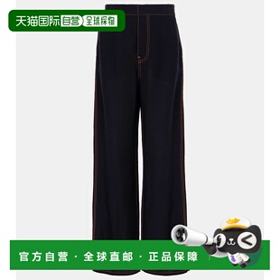 香港直邮Alaia 裤 女士 西装 精细剪裁羊毛混纺乔其纱阔腿裤 1h可退