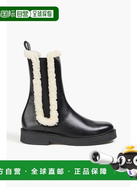 1h可退 香港直邮Staud 女士 Palamino 皮毛饰边皮质切尔西靴 0712