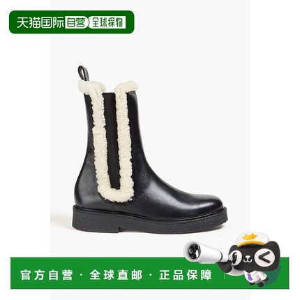 1h可退 香港直邮Staud 女士 Palamino 皮毛饰边皮质切尔西靴 0712