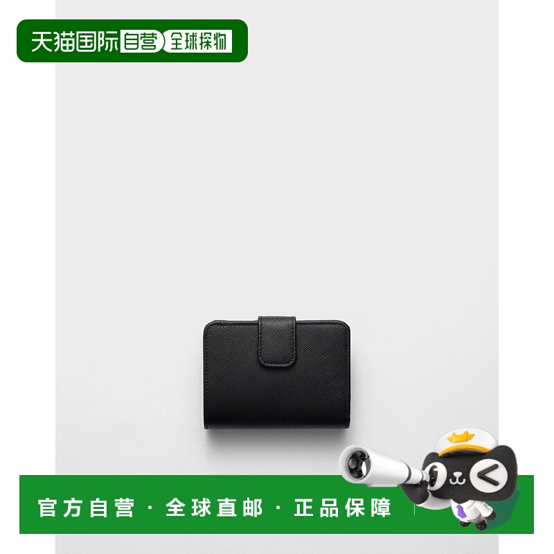 自营欧洲直邮Prada普拉达 Saffiano女士黑色小牛皮三角标识小号按