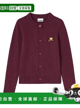 1h可退 香港直邮GANNI 甘尼 女士 带Logo针织开衫 K2593 red红色