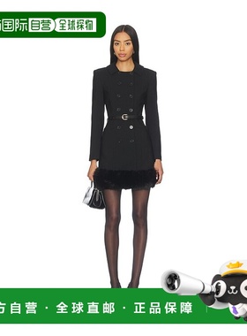 1h可退 香港直邮Self-Portrait 女士 黑色羊毛双排扣迷你连衣裙 S