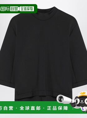 香港直邮Moncler X Edward Enninful 女士 黑色不对称下摆上衣 8C