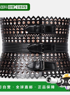1h可退 香港直邮Alaia 女士 Vienne 皮革束腰皮带 black黑色 舒适