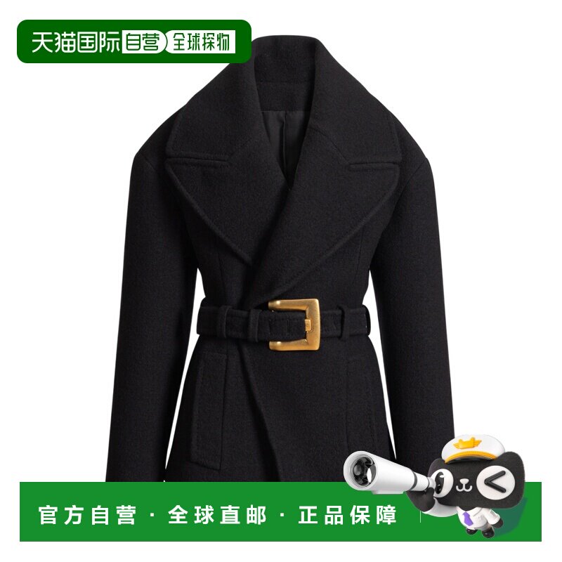 Balmain 系带羊毛呢大衣 HF1UA215WC70