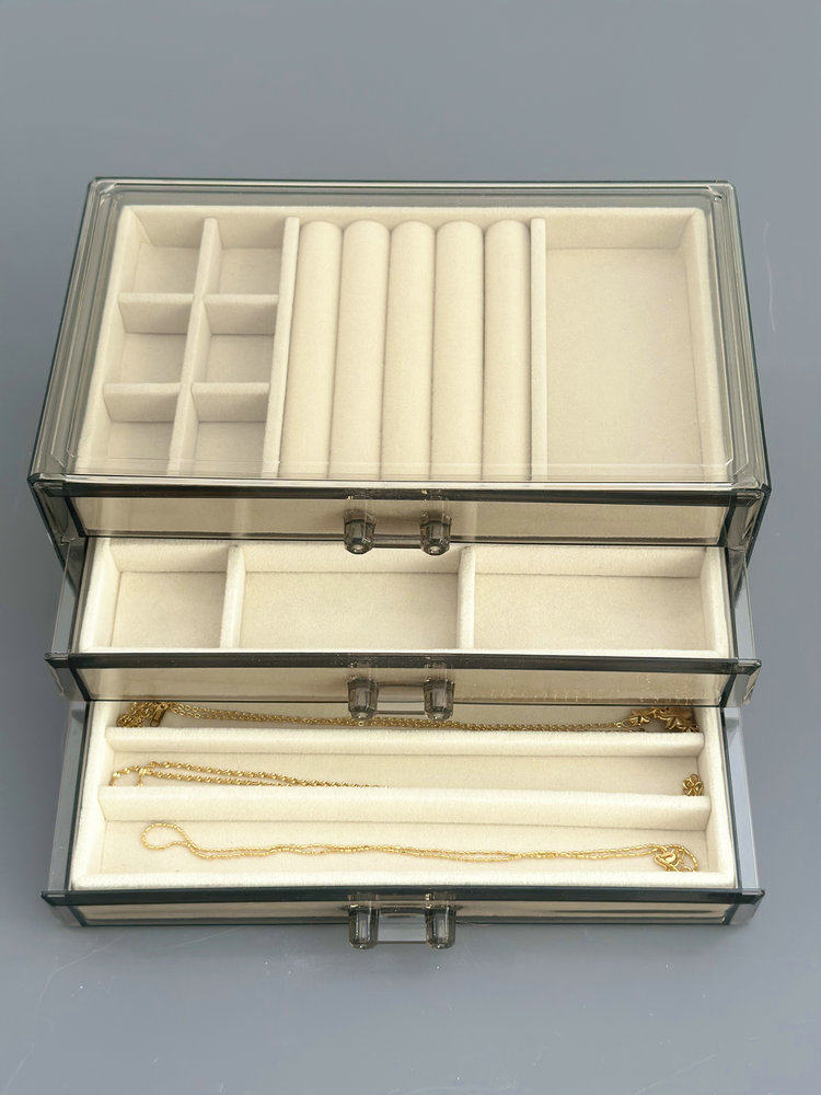 2024 새로운 보석 상자 아크릴 다층 서랍 귀걸이 귀걸이 반지 목걸이 보석 보관 상자 항산화