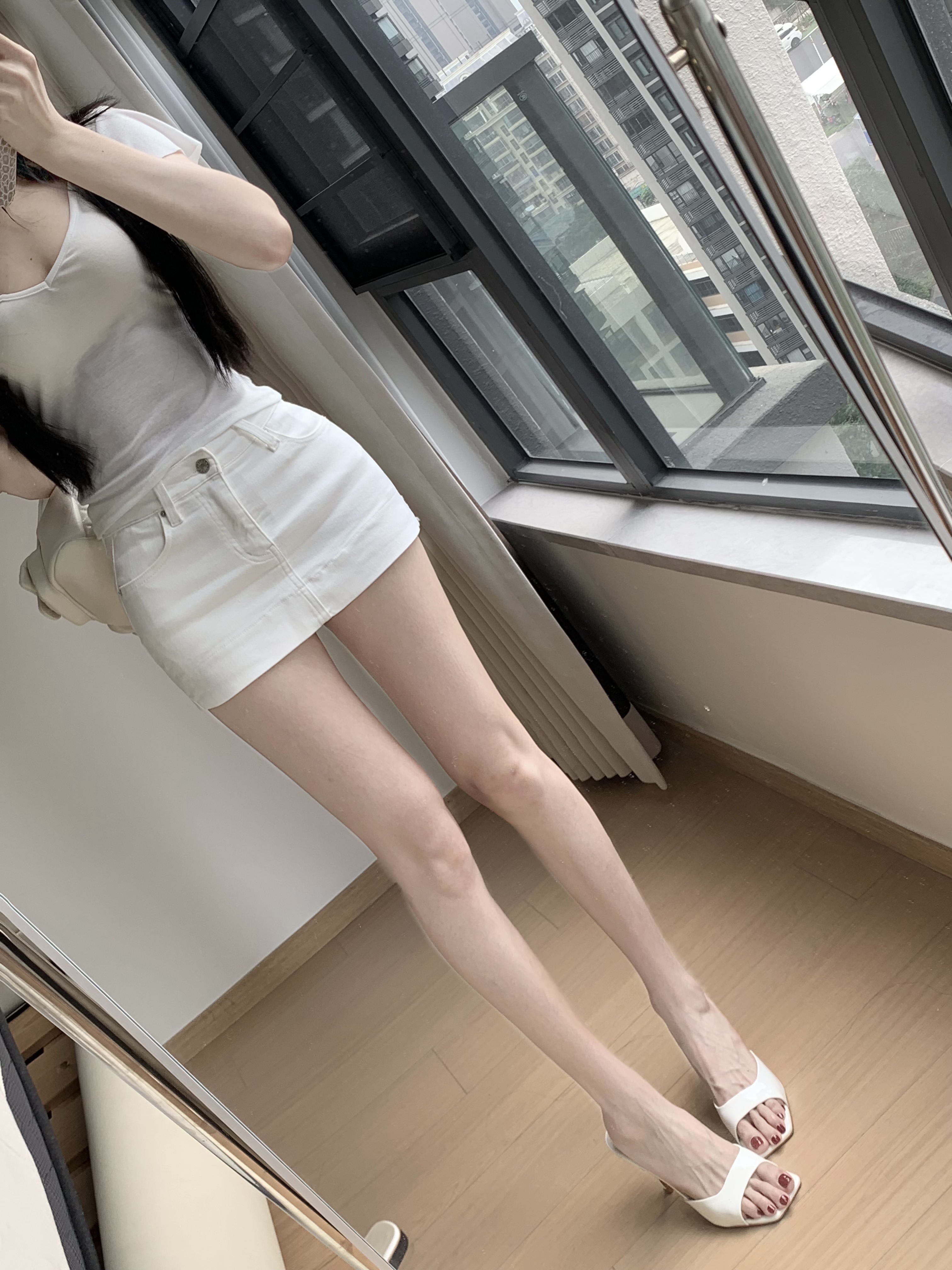 潼子～丰胯白色牛仔超短裤女夏季百搭弹力修身显瘦包臀热裤性感