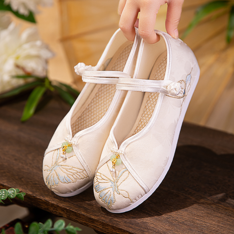 舒适一字带圆头单鞋百搭汉服鞋子