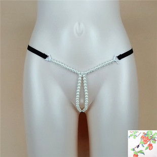 惊艳时尚火辣性感珠子摩擦女士内裤 透明镂空无档裤大码T裤子