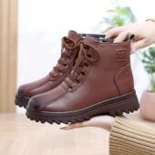 真皮软底加绒加厚防滑皮毛一体短靴女女士羊毛皮鞋 妈妈棉鞋 秋冬款