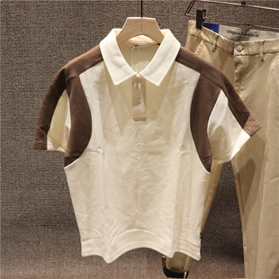 喜吉良220g撞色港风珠地棉POLO衫短袖男式宽松翻领T恤ins春夏新款