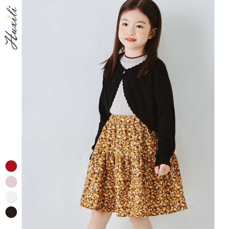 2024春夏蝴蝶结中小童小披肩儿童空调衫女童针织开衫防晒外套薄款