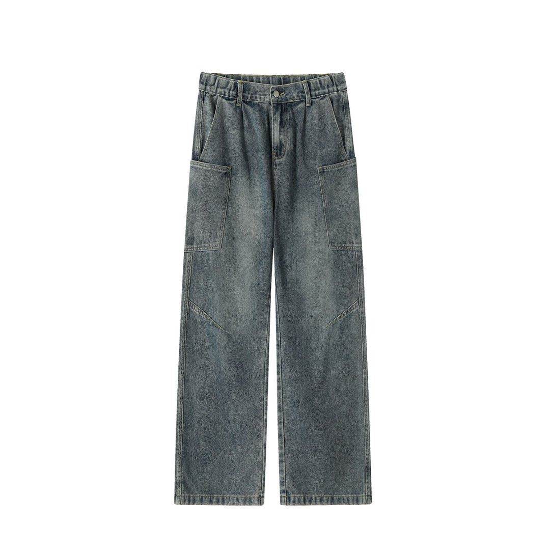 CYDCLUB 美式复古工装牛仔裤春秋高街水洗拼接宽松长裤,男装,卫裤,淘宝优惠券,粉丝福利购,淘宝优惠卷