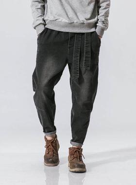 Spring trend men's loose denim pants, fashionable oversized
