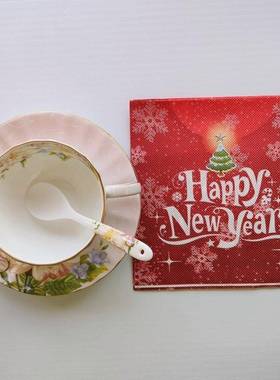 Christmas New Year Red Paper Napkins雪花圣诞节新年红色餐巾纸