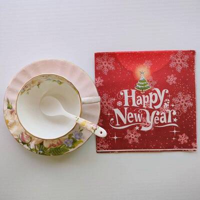 Christmas New Year Red Paper Napkins雪花圣诞节新年红色餐巾纸