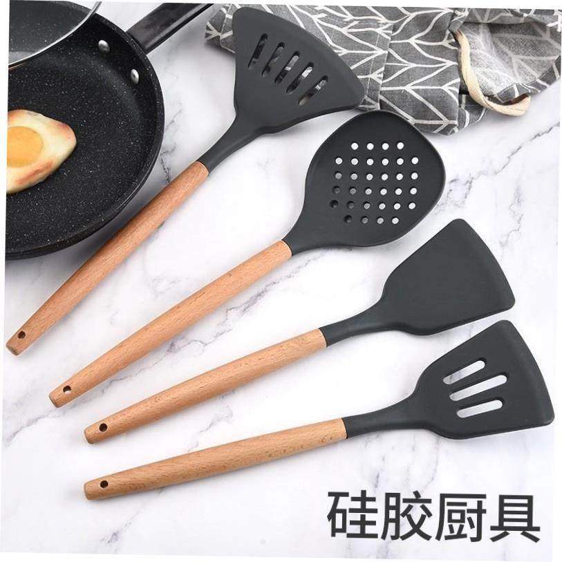 Creative silicone spatula wooden handle non-stick pot spatul