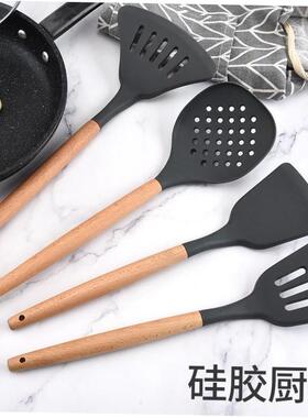 Creative silicone spatula wooden handle non-stick pot spatul