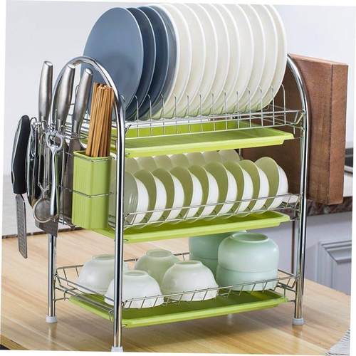 Kitchen stainless steel bowl drain plate storage rack shelf