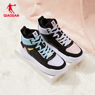 乔丹冬季加绒二棉女鞋高帮鸳鸯板鞋休闲男鞋2025新款青少年运动鞋