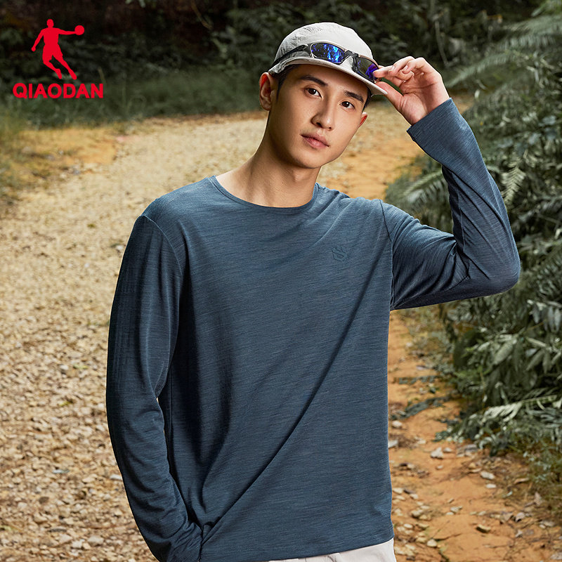 乔丹美丽诺羊毛速干衣男士运动跑步长袖T恤2025冬季新款露营登山