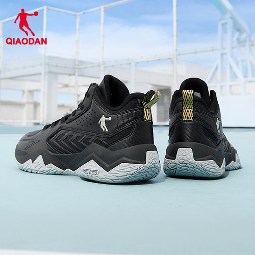 乔丹实战黑色耐磨防滑皮面