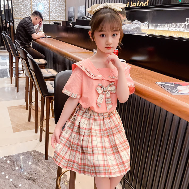 女童套装夏装2025新款洋气网红jk制服女孩学院风儿童套裙两件套潮