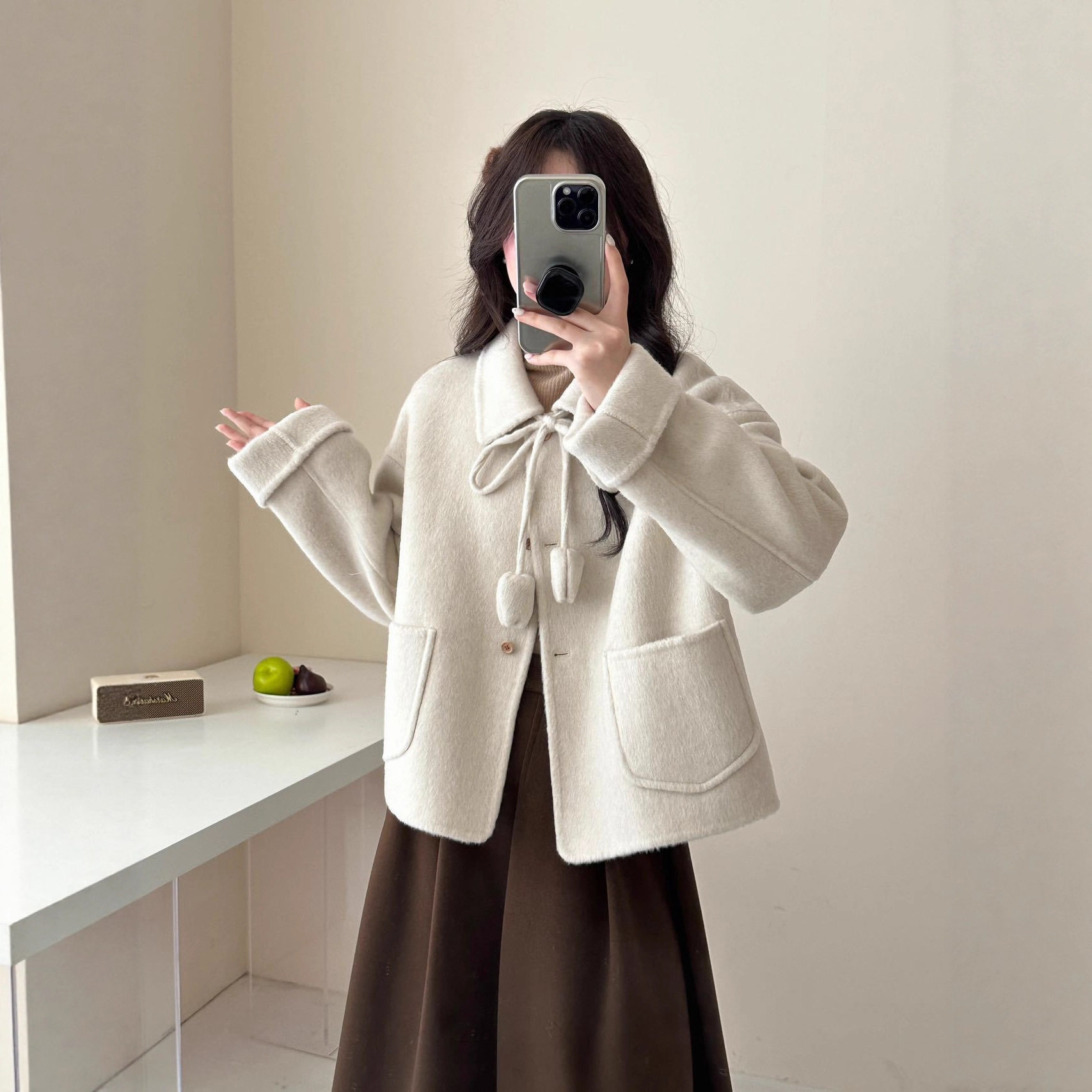 2025秋冬双面羊毛大衣小个子时尚简约毛呢外套现货,女装/女士精品,毛呢外套,淘宝优惠券,粉丝福利购,淘宝优惠卷