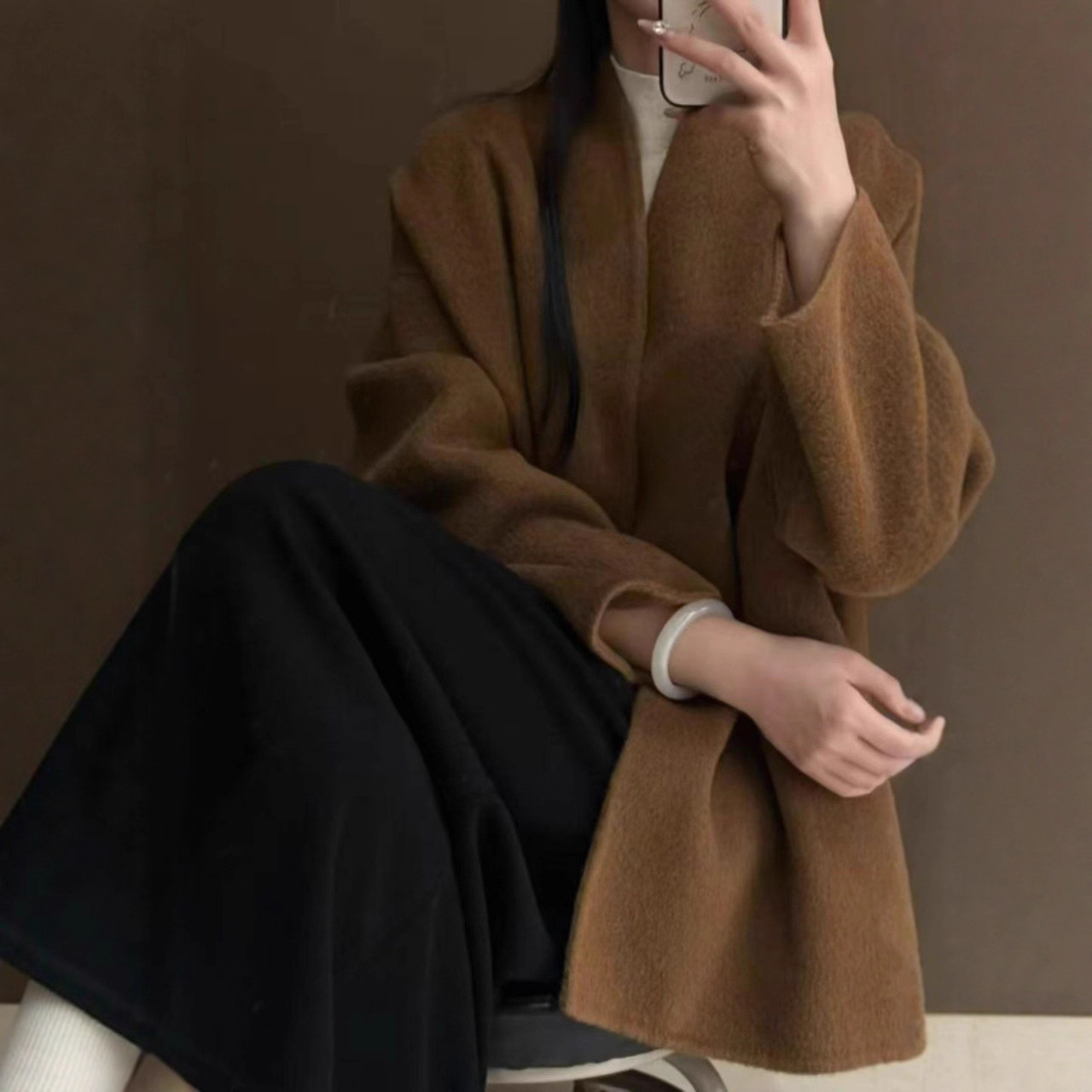 秋冬高级感手工小个子收腰双面羊毛毛呢大衣短款外套女