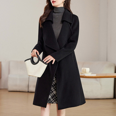 双面羊毛大衣女2025秋冬新款中长款修身显瘦赫本风冬季外套高级感