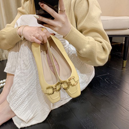 春季平底鞋平跟单鞋女鞋法式复古玛丽珍金属皮鞋舒适百搭