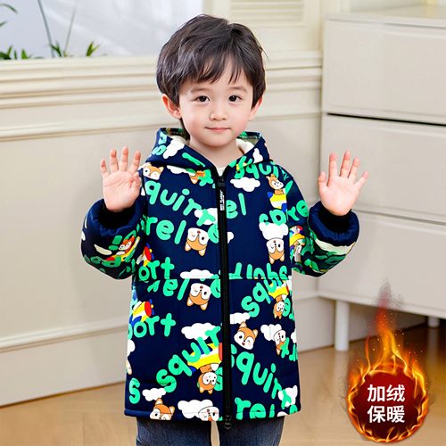 儿童加绒羽绒服罩衣中大童正穿衣