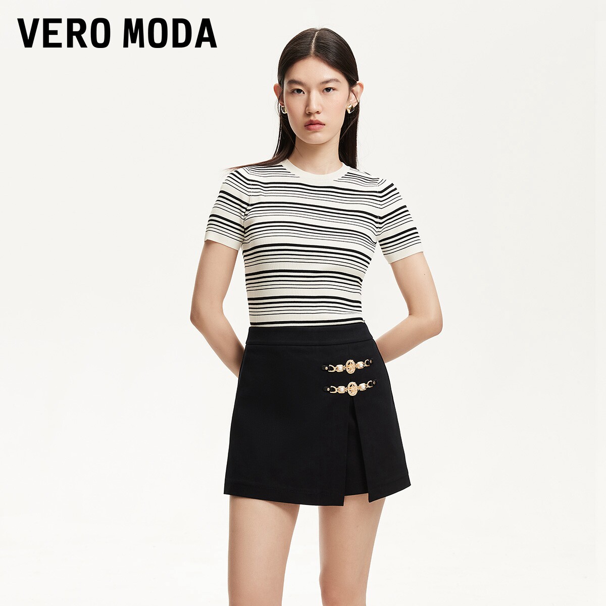 Vero Moda奥莱牛仔短裤女夏季新款商场同款下摆开叉裙裤百搭