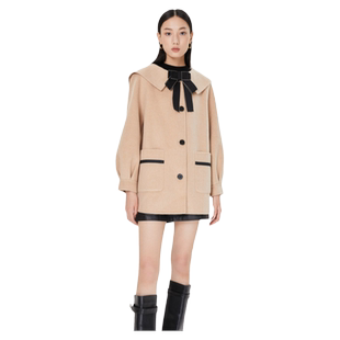 Vero Moda奥莱毛呢外套女秋冬清仓中长宽松直筒甜美复古大衣百搭