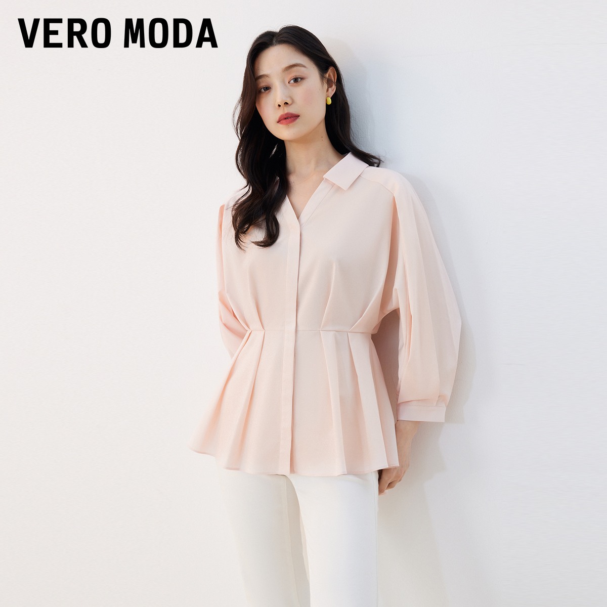 VeroModa夏季收腰百褶衬衫