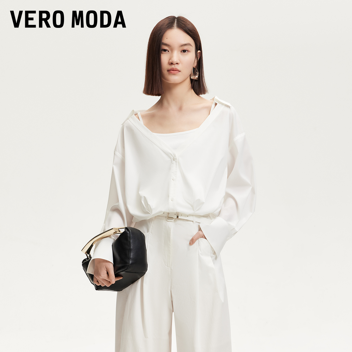 VeroModa松紧收口底摆衬衫