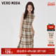 清仓复古格纹A摆修身 Vero Moda奥莱连衣裙子秋季 收腰显瘦中长裙女