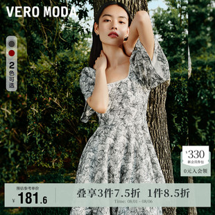 Moda奥莱连衣裙子夏季 Vero 清仓优雅气质甜美方领花苞裙摆女百搭