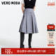 Vero Moda奥莱半身裙秋冬清仓字母刺绣A摆百褶裙学院风裙子女流行