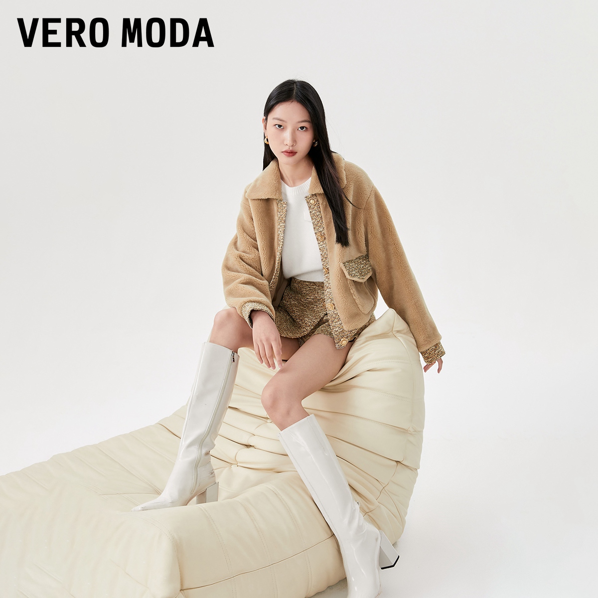 VeroModa拼接小香风夹克外套