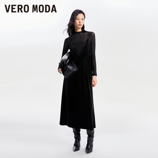 Vero 秋冬清仓圆领打底吊带丝绒裙女流行 Moda奥莱T恤连衣裙子套装