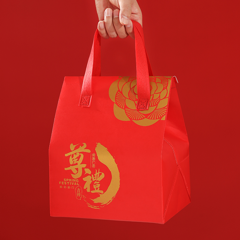 春节年货手提礼盒保温袋通用水干果红枣熟食特产烘焙糕点特产包装