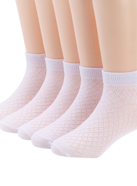 儿童袜子夏季透气网眼纯棉薄款男童女童短袜中大童白色学生中筒袜