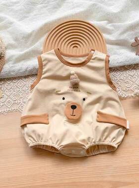 2025新款婴儿衣服夏季卡通小熊造型包屁衣男女宝宝夏装爬爬服哈衣