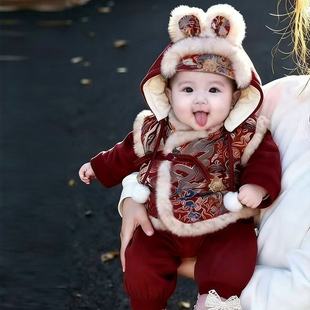 幼儿拜年服宝宝周岁礼服抓周男宝新年衣服冬装加厚过年中国风唐装