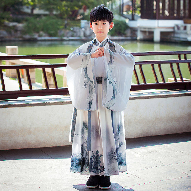 어린이 HANFU 소년 봄과 여름 젊은 주인의 고대 스타일 중국 학교 옷 슈퍼 요정 중국 스타일 당나라 정장 소년 의상 성능 의류