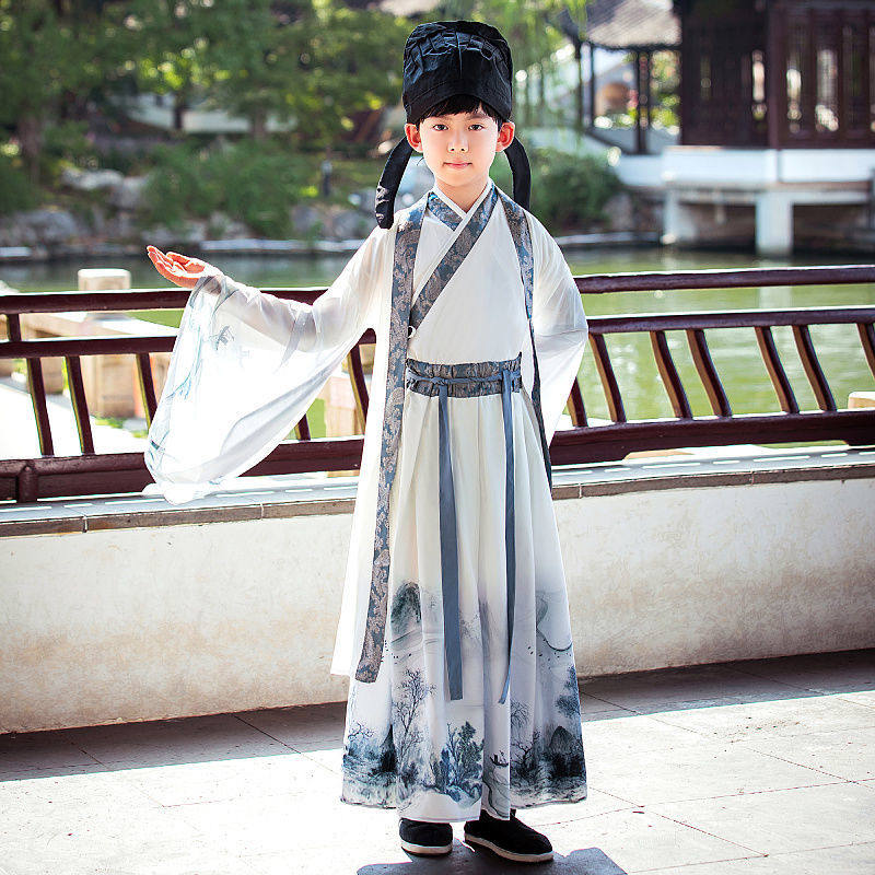 어린이 HANFU 소년 봄과 여름 젊은 주인의 고대 스타일 중국 학교 옷 슈퍼 요정 중국 스타일 당나라 정장 소년 의상 성능 의류
